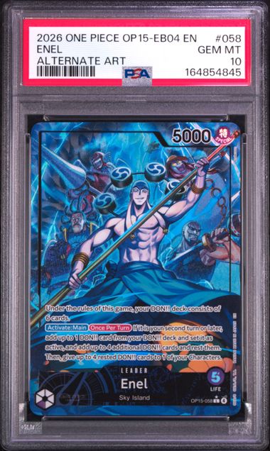 Enel Alternate Art Leader Adventure on Kami's island (OP15-058) PSA 10