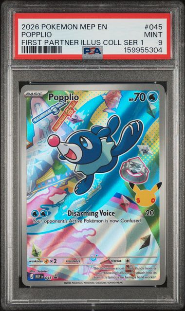 Popplio First Partner Illustration Collection Mega Evolution Promo 045 PSA 9