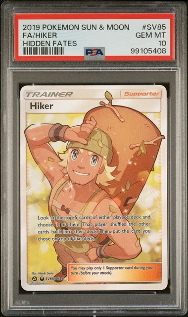 Hiker - Pokemon Card Trainer Full Art - Hidden Fates shops SV85 - PSA 10