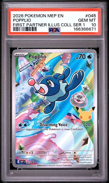 Popplio First Partner Illustration Collection Mega Evolution Promo 045 PSA 10