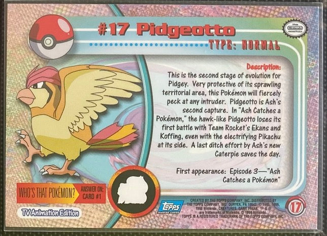 Pidgeotto Foil (17) [Topps TV Animation Edition Series 1 (First Print)]