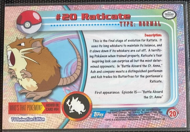 Raticate (20) [Topps TV Animation Edition Series 1 (Second Print)]