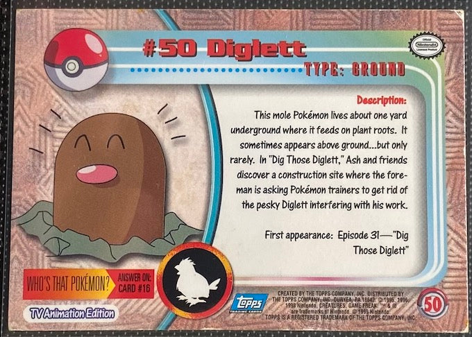 Diglett (50) [Topps TV Animation Edition Series 1 (Second Print)]