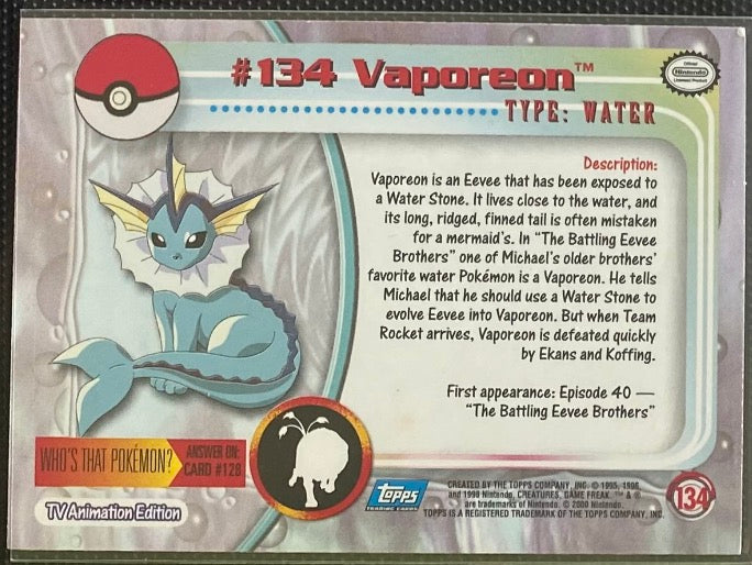 Vaporeon (134) [Topps TV Animation Edition Series 3]