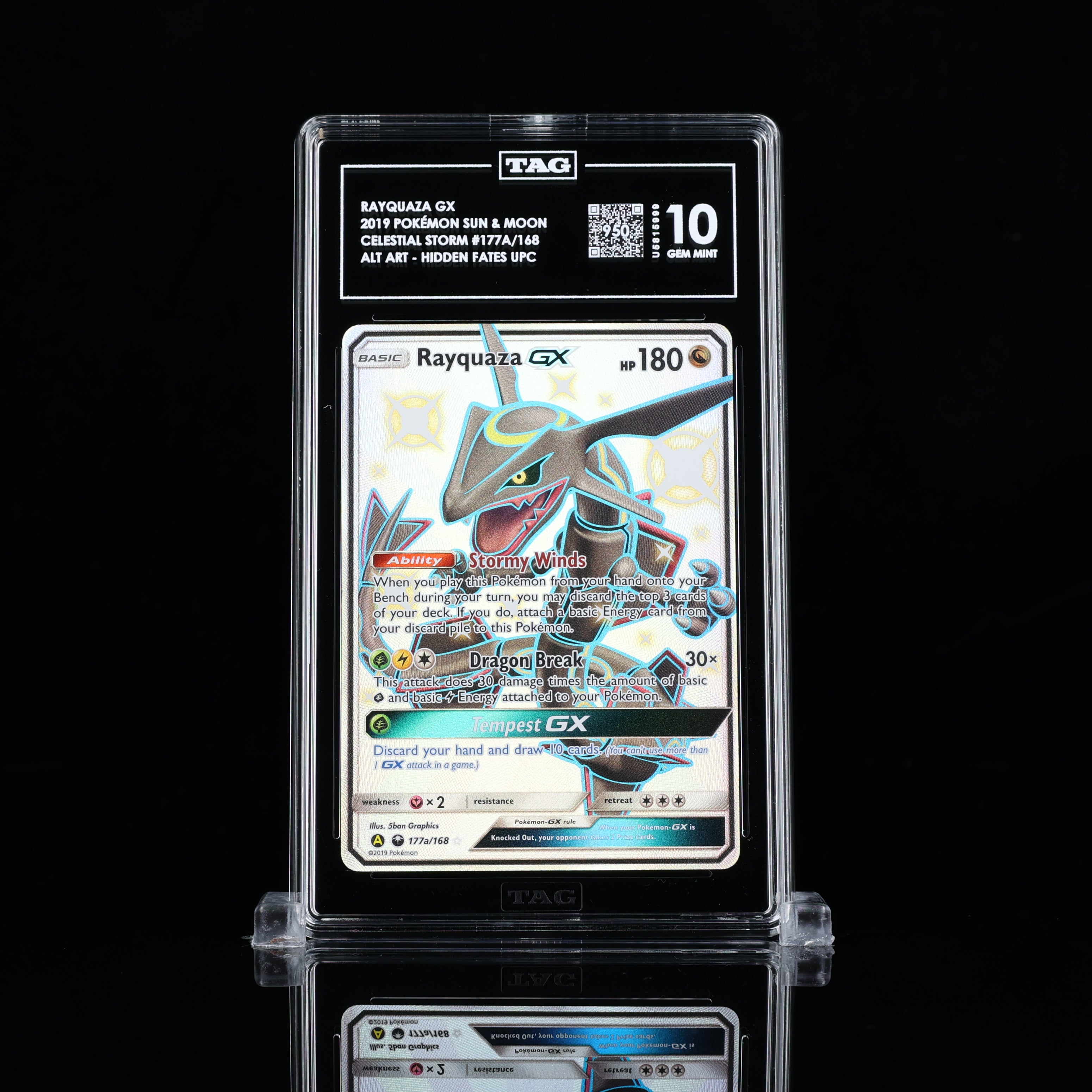 Rayquaza GX Hidden Fates Ultra Premium Collection Alternate Art Promo 177a/168 TAG 10