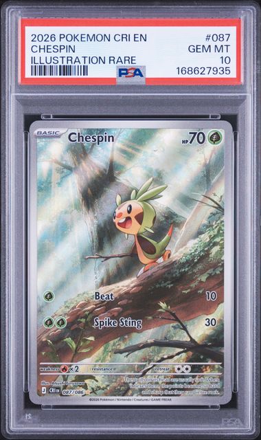 Chespin Illustration Rare ME04 Chaos Rising 087/086 PSA 10