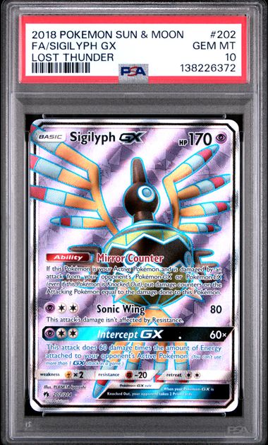 Sigilyph GX Full Art Lost Thunder 202/214 PSA 10
