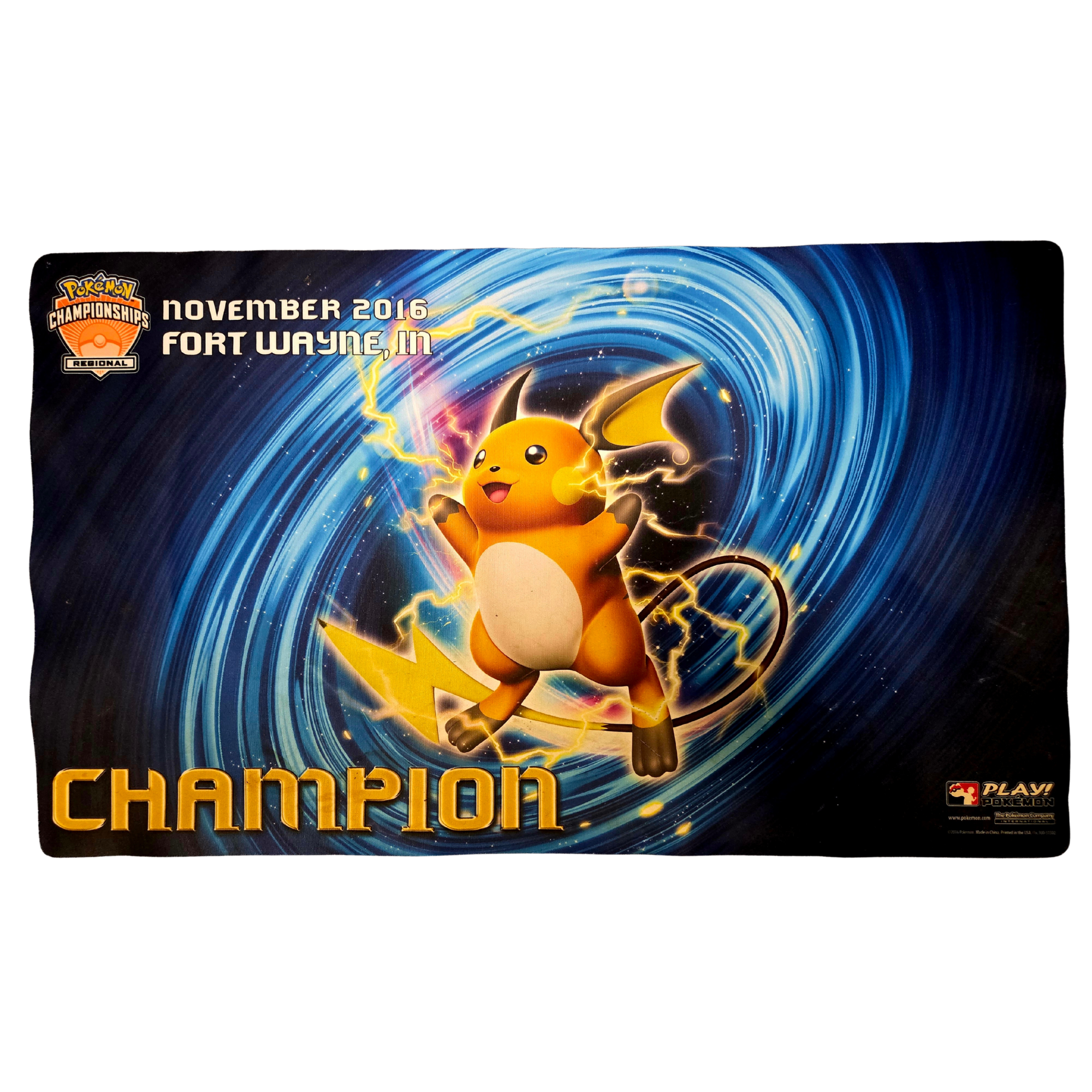 Pokémon 2016 Fort Wayne Regional Championships Raichu Champion Playmat