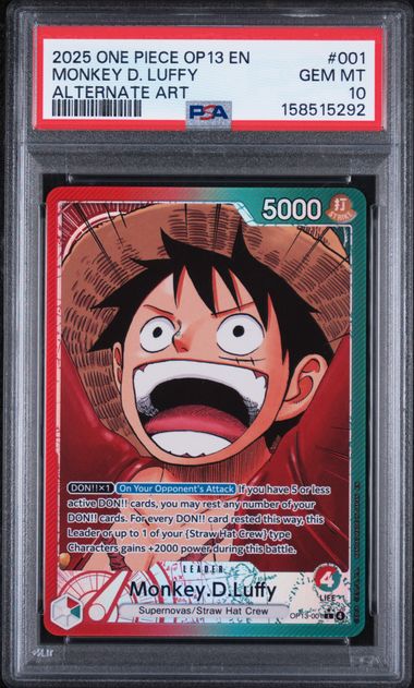 Monkey.D.Luffy Alternate Art Leader OP13-001 Carrying on his will PSA 10