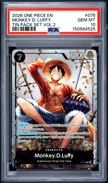 Monkey.D.Luffy Tin Pack Set Vol.2  P-075 PSA 10