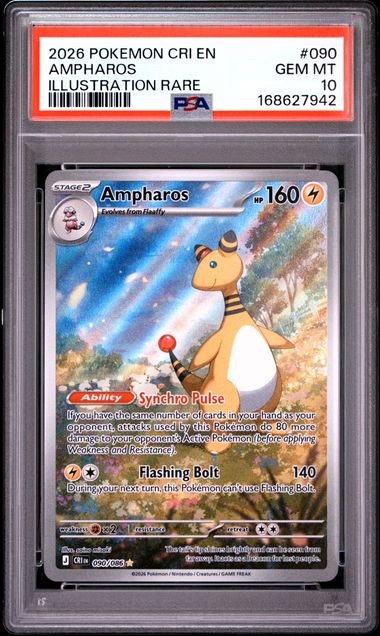 Ampharos Illustration Rare ME04 Chaos Rising 090/086 PSA 10
