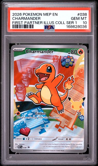Charmander First Partner Illustration Collection Mega Evolution Promo 038 PSA 10