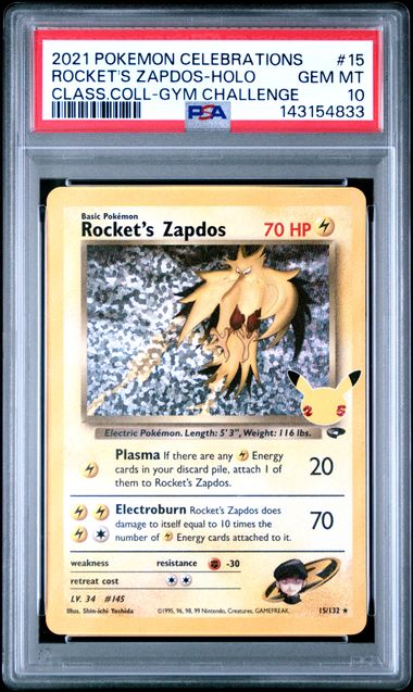 Rocket's Zapdos Celebrations Classic Collection 15/132 PSA 10