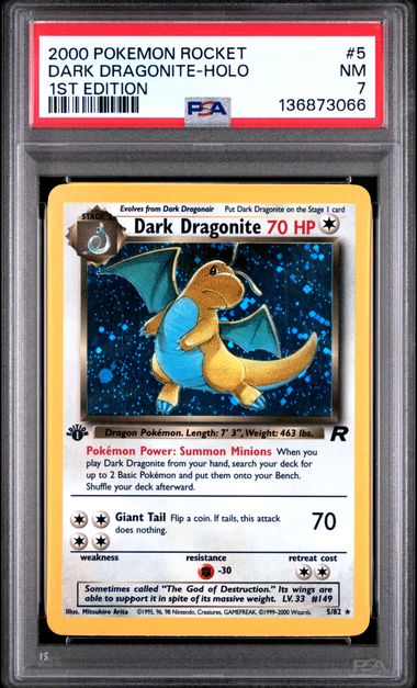 Dark Dragonite 1st Edition Holofoil Team Rocket 5/82 PSA 7