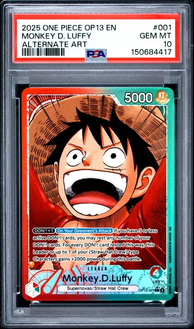 Monkey.D.Luffy Carrying On His Will OP13-001 PSA 10