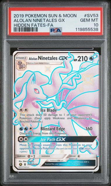 Alolan Ninetales GX Full Art Hidden Fates SV53/SV94 PSA 10
