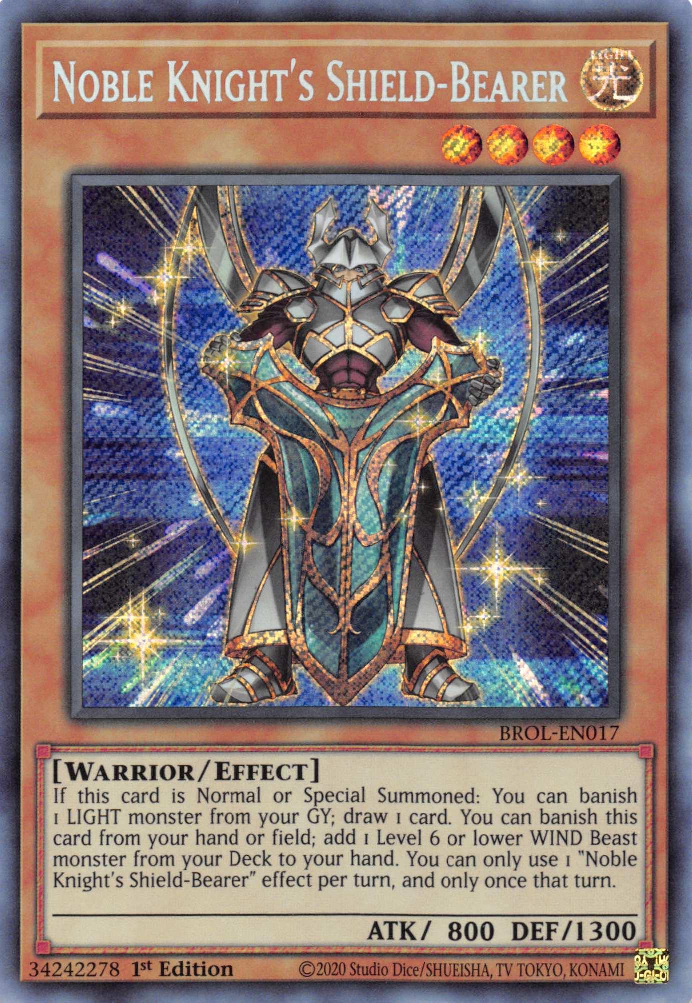 Noble Knight's Shield-Bearer [BROL-EN017] Secret Rare - Josh's Cards