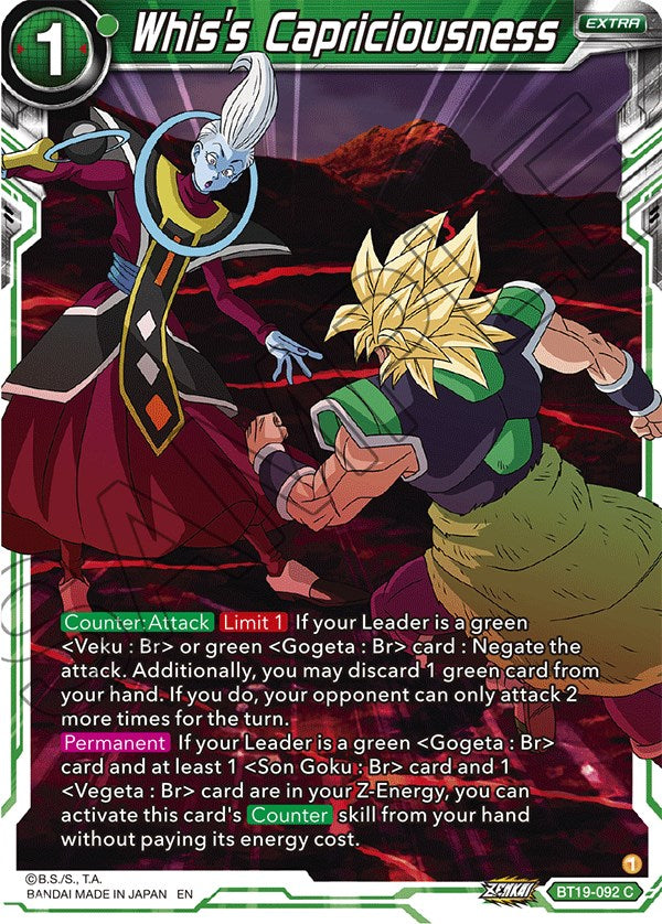 Whis's Capriciousness (BT19-092) [Fighter's Ambition] Parallel Foil