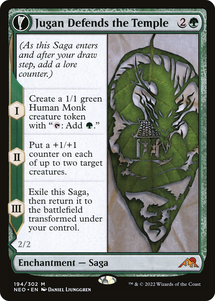 Jugan Defends the Temple // Remnant of the Rising Star (NEO-194) - Kamigawa: Neon Dynasty: (fandfc, enchantment) Foil