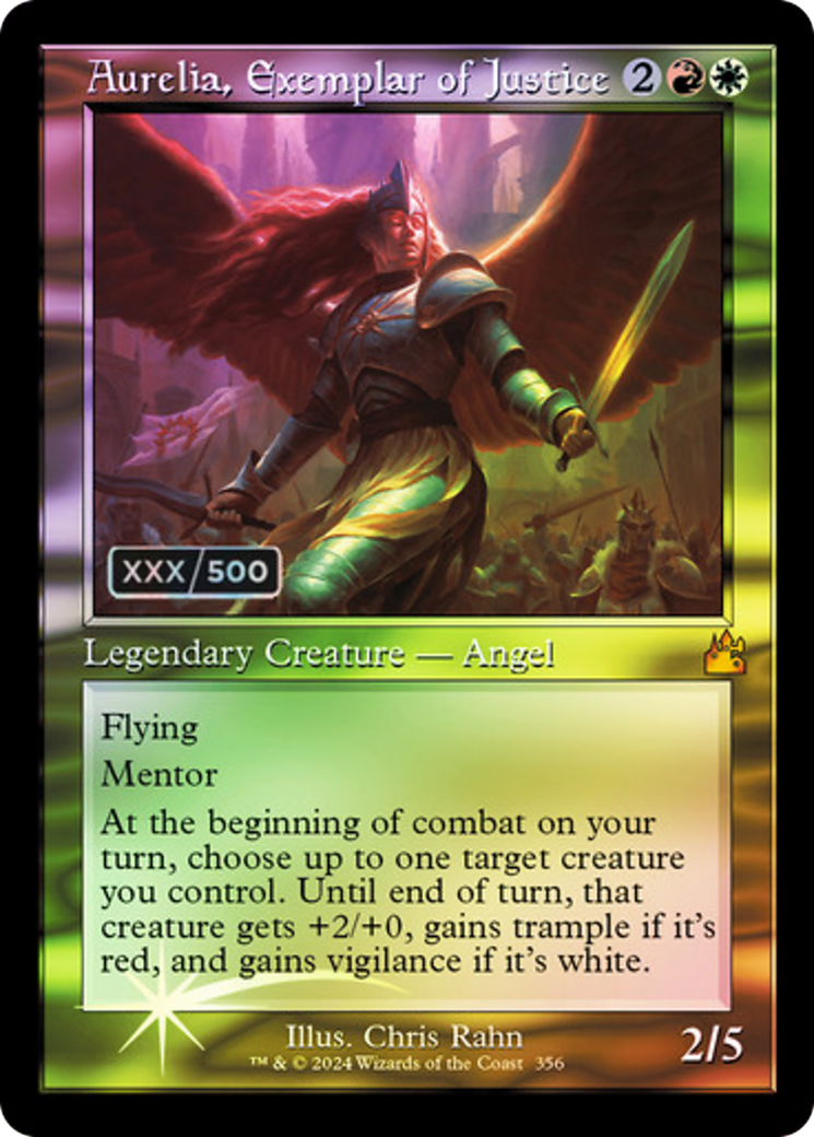 Aurelia, Exemplar of Justice (Retro Frame) (Serial Numbered) (RVR-356) - Ravnica Remastered Foil