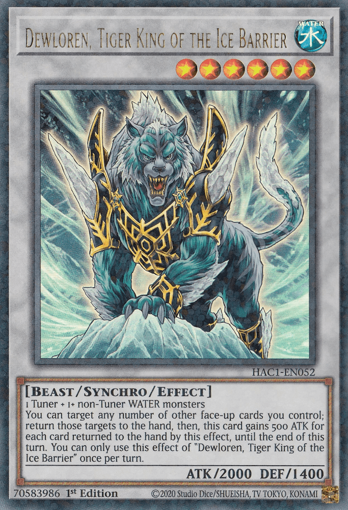 Dewloren, Tiger King of the Ice Barrier (Duel Terminal) [HAC1-EN052] Parallel Rare - Josh's Cards