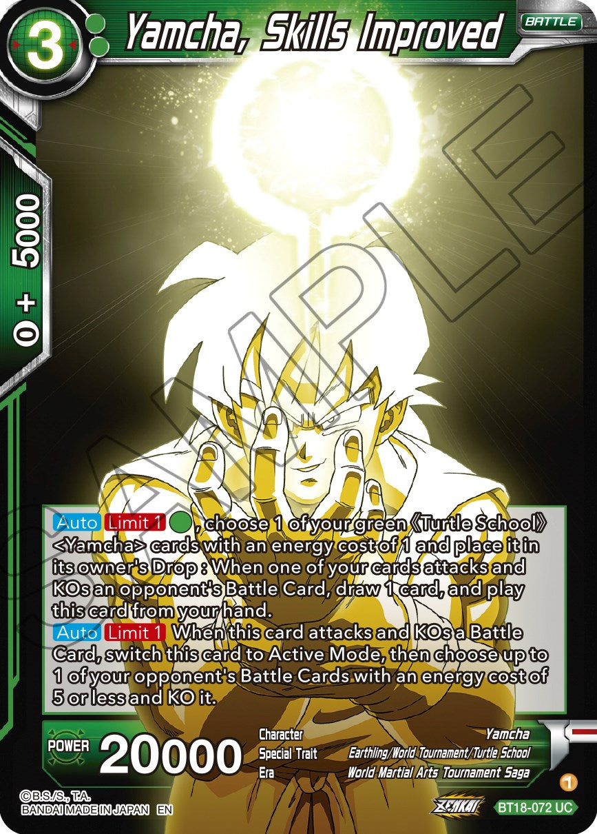 Yamcha, Skills Improved (BT18-072) [Dawn of the Z-Legends] Parallel Foil