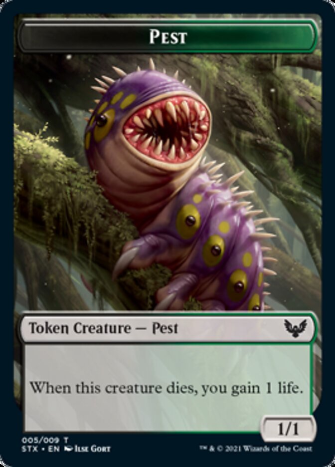Fractal // Pest Double-Sided Token [Strixhaven: School of Mages Tokens] Foil