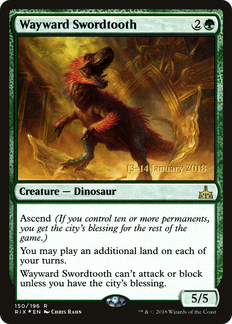 Wayward Swordtooth (PRE-150S) - Rivals of Ixalan Promos Foil