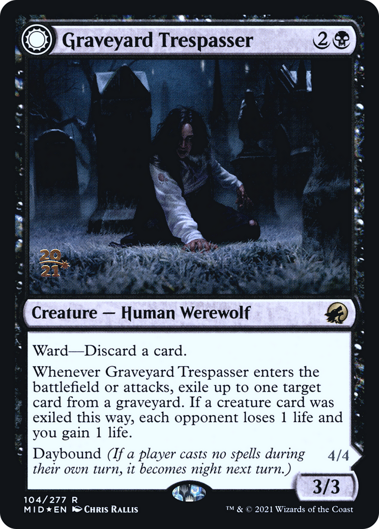 Graveyard Trespasser // Graveyard Glutton (PRE-104S) - Innistrad: Midnight Hunt Promos: (Double Faced Transform) Foil