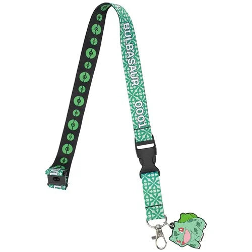 Pokemon Bulbasaur Green Kanto Region First Partner Rubber Charm and Lanyard