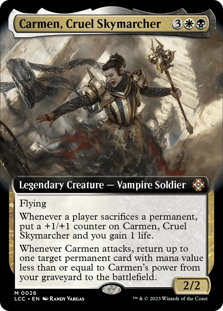 Carmen, Cruel Skymarcher (LCC-026) - The Lost Caverns of Ixalan Commander: (Extended Art) Foil