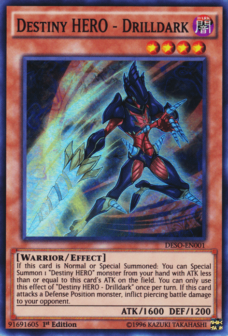 Destiny HERO - Drilldark [DESO-EN001] Super Rare - Josh's Cards