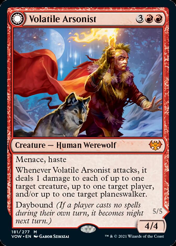 Volatile Arsonist // Dire-Strain Anarchist (VOW-181) - Innistrad: Crimson Vow: (Double Faced Transform) Foil