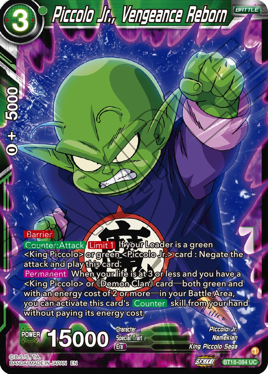 Piccolo Jr., Vengeance Reborn (BT18-084) [Dawn of the Z-Legends] Parallel Foil