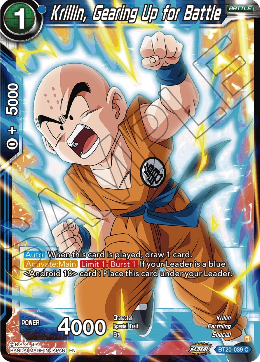 Krillin, Gearing Up for Battle (BT20-039) [Power Absorbed] Parallel Foil
