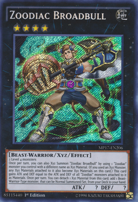 Zoodiac Broadbull [MP17-EN206] Secret Rare - Josh's Cards