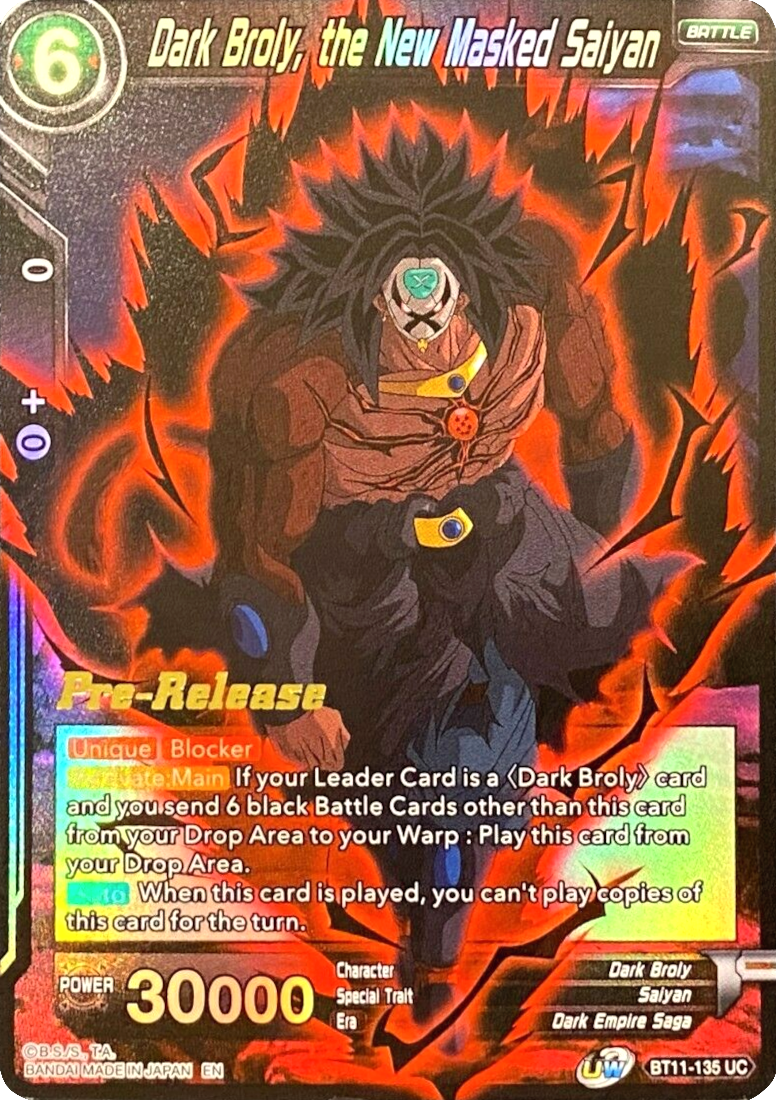 Dark Broly, the New Masked Saiyan (BT11-135) [Vermilion Bloodline Prerelease Promos] Parallel Foil