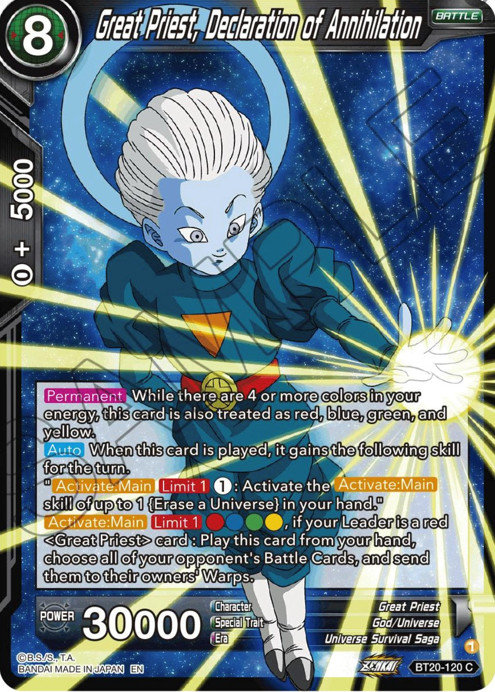 Great Priest, Declaration of Annihilation (BT20-120) [Power Absorbed] Parallel Foil