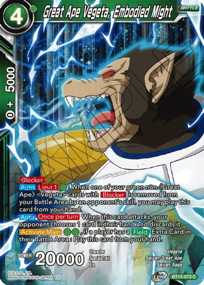 Great Ape Vegeta, Embodied Might (BT15-073) [Saiyan Showdown] Parallel Foil