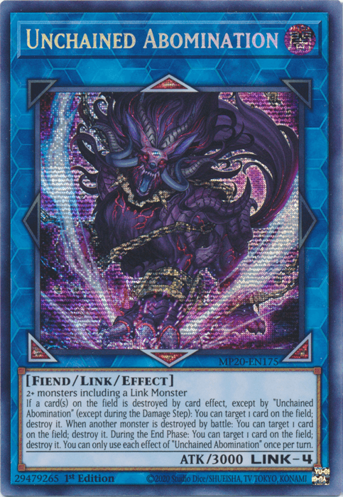 Unchained Abomination [MP20-EN175] Prismatic Secret Rare - Josh's Cards
