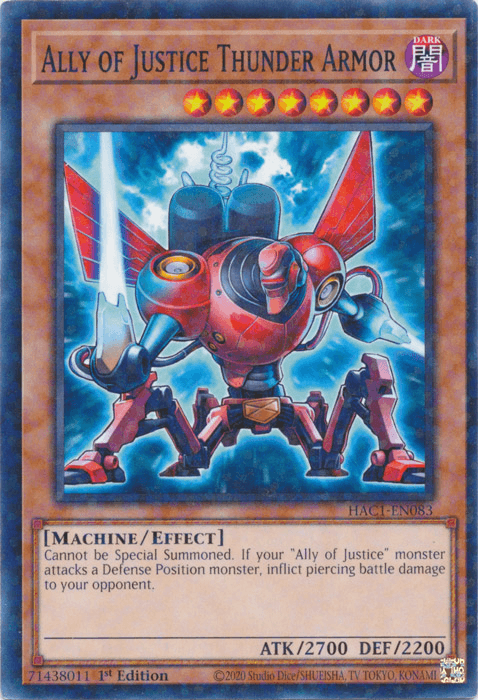 Ally of Justice Thunder Armor (Duel Terminal) [HAC1-EN083] Common - Josh's Cards