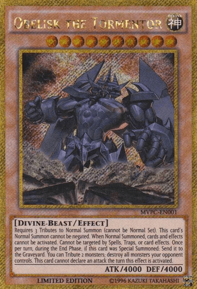 Obelisk the Tormentor [MVPC-EN001] Gold Secret Rare - Josh's Cards
