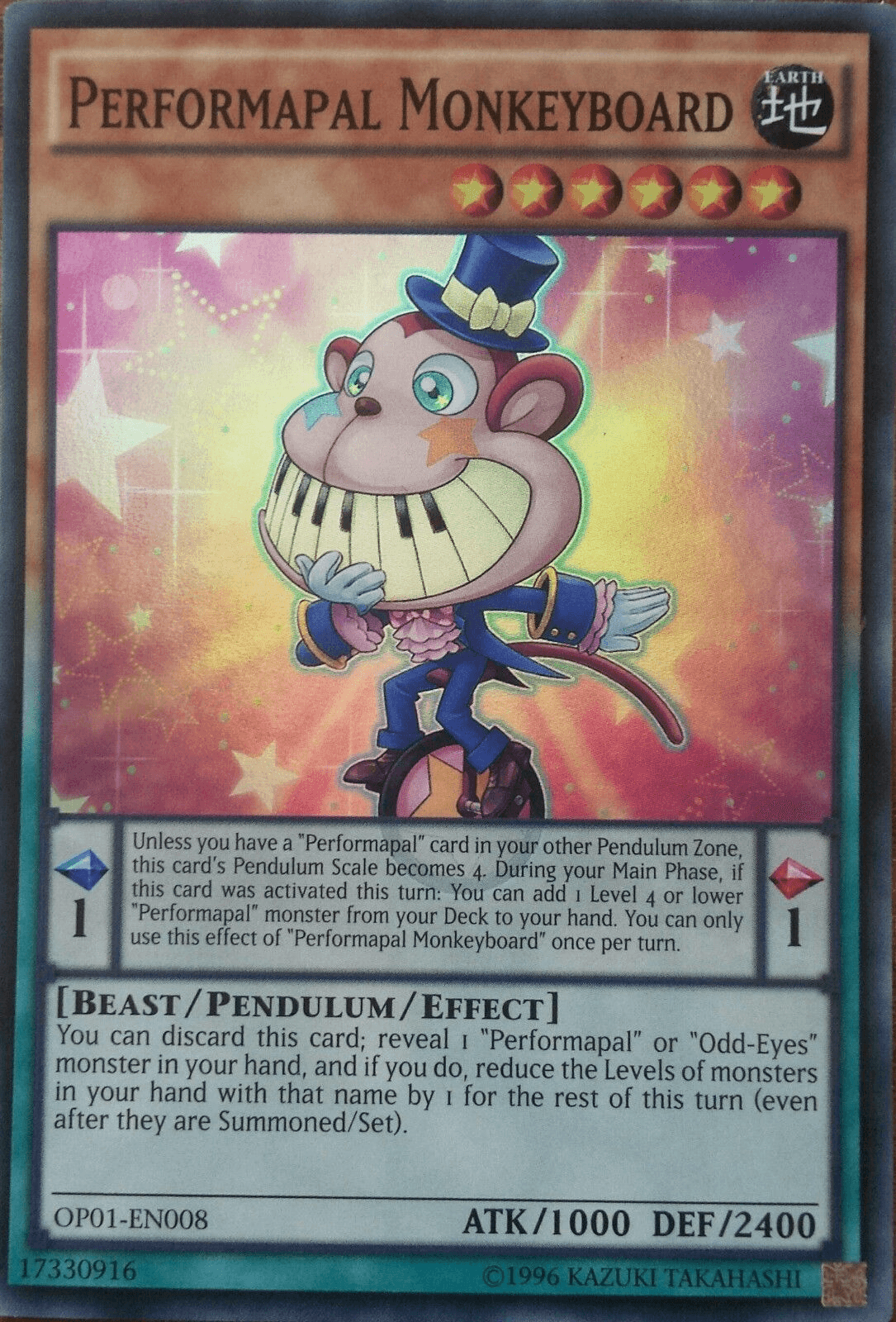 Performapal Monkeyboard [OP01-EN008] Super Rare - Josh's Cards