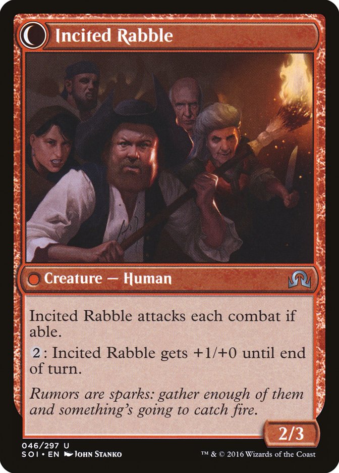 Town Gossipmonger // Incited Rabble (SOI-046) - Shadows over Innistrad: (Double Faced Transform) Foil