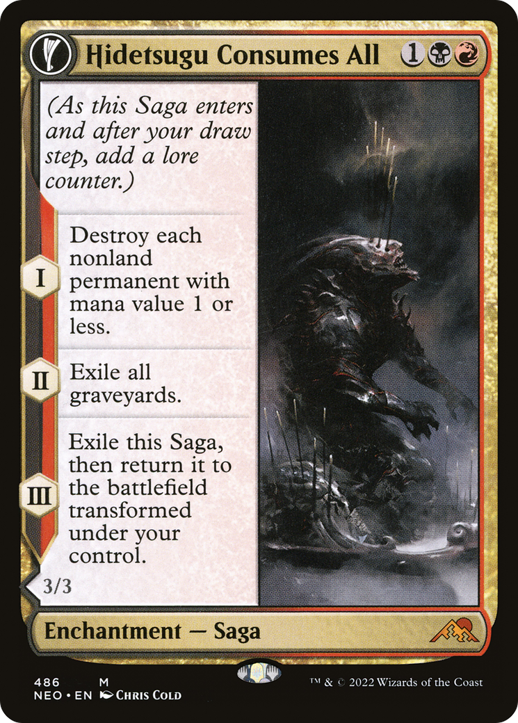 Hidetsugu Consumes All // Vessel of the All-Consuming (NEO-486) - Kamigawa: Neon Dynasty: (Extended Art, fandfc, enchantment)