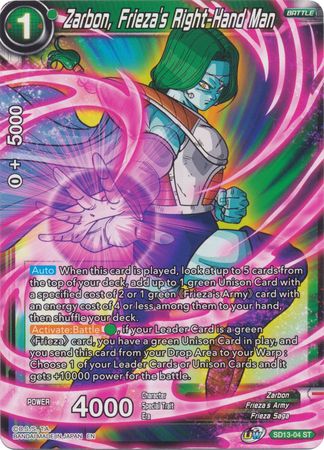 Zarbon, Frieza's Right-Hand Man (Starter Deck - Clan Collusion) (SD13-04) [Rise of the Unison Warrior] Parallel Foil