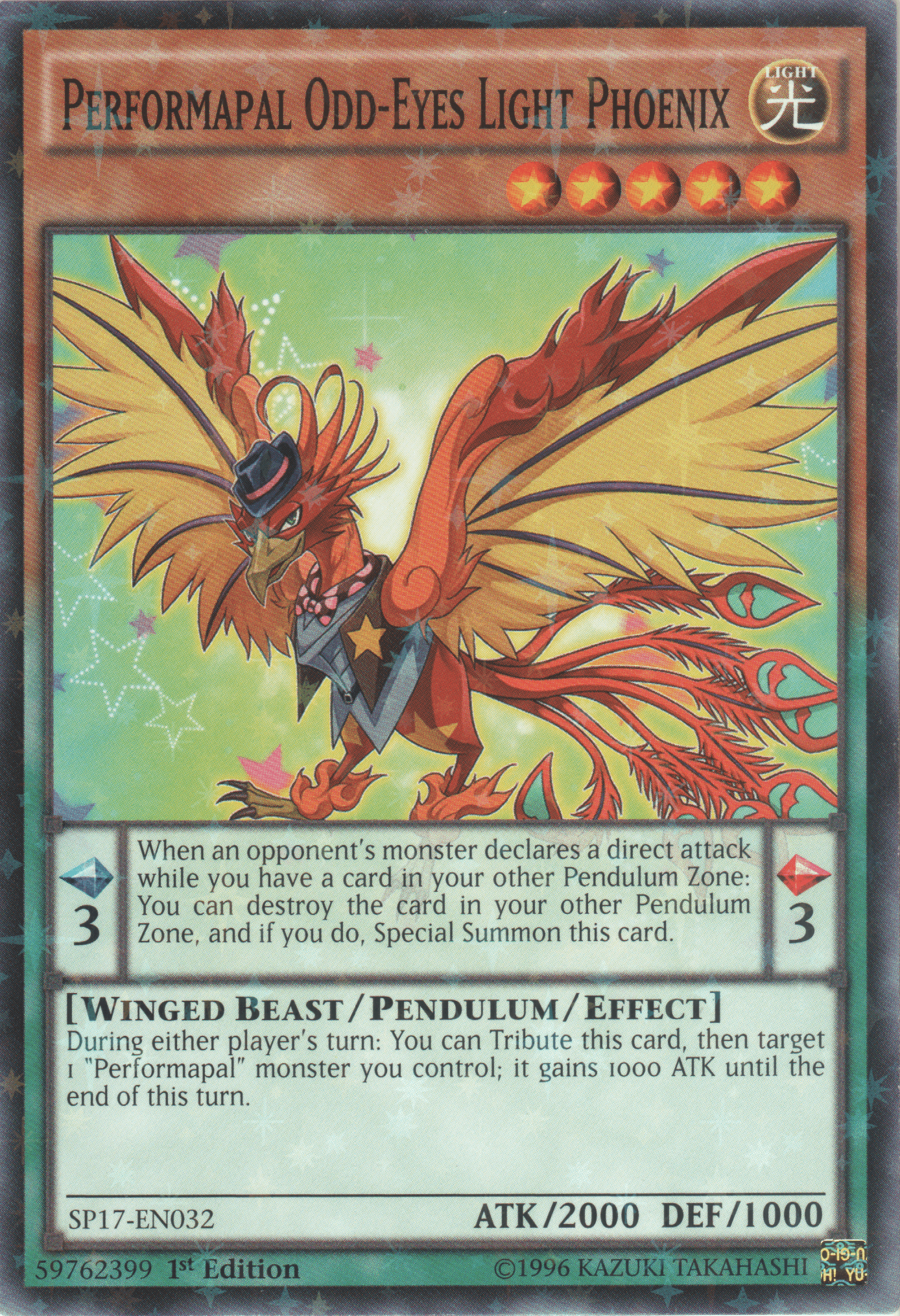 Performapal Odd-Eyes Light Phoenix [SP17-EN032] Starfoil Rare - Josh's Cards