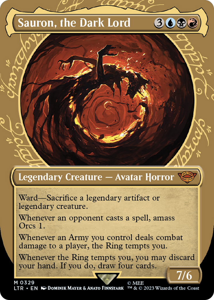 Sauron, the Dark Lord (LTR-329) - The Lord of the Rings: Tales of Middle-earth: (Showcase) (Borderless) Foil