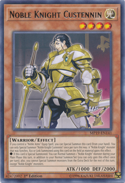Noble Knight Custennin [MP19-EN141] Rare - Josh's Cards
