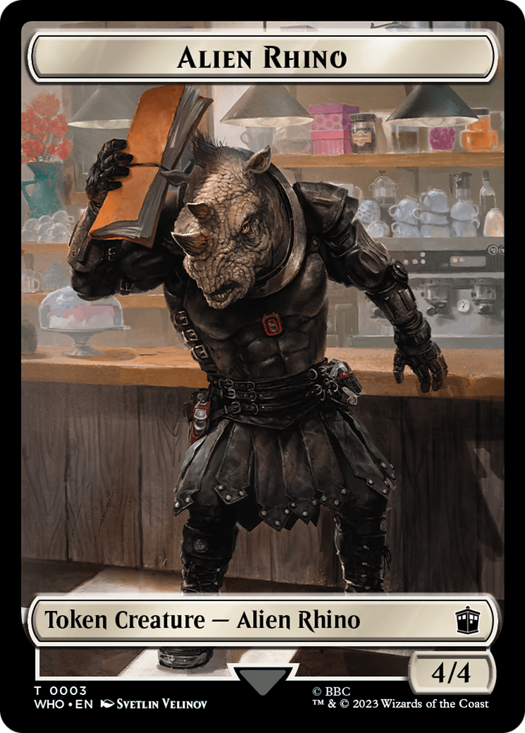 Alien Rhino // Alien Warrior Double-Sided Token [Doctor Who Tokens] Foil